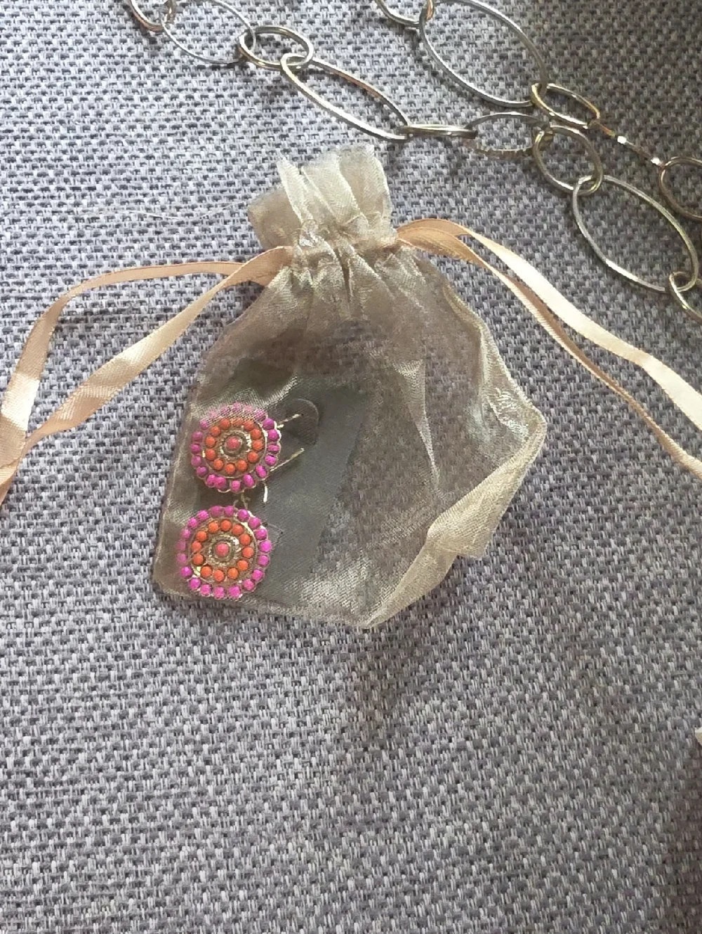 Pink and Orange Beaded Drop Earrings - Women Bags Accessory